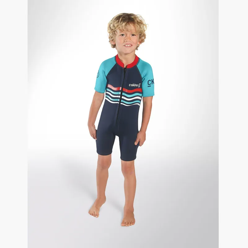C-Skins C-Kid Baby Shorty Wetsuit Waves Ink Blue/Turquoise-2